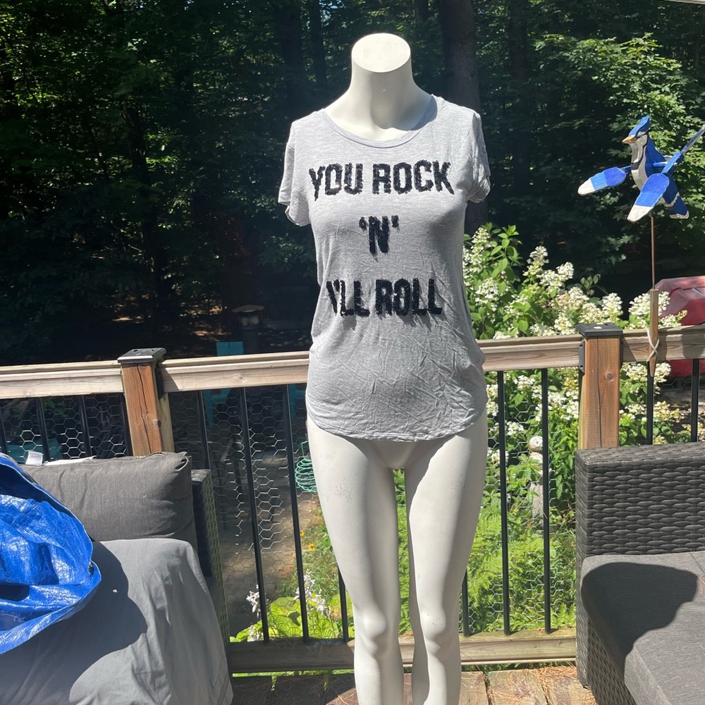 Gray Graphic Tee with Black Text